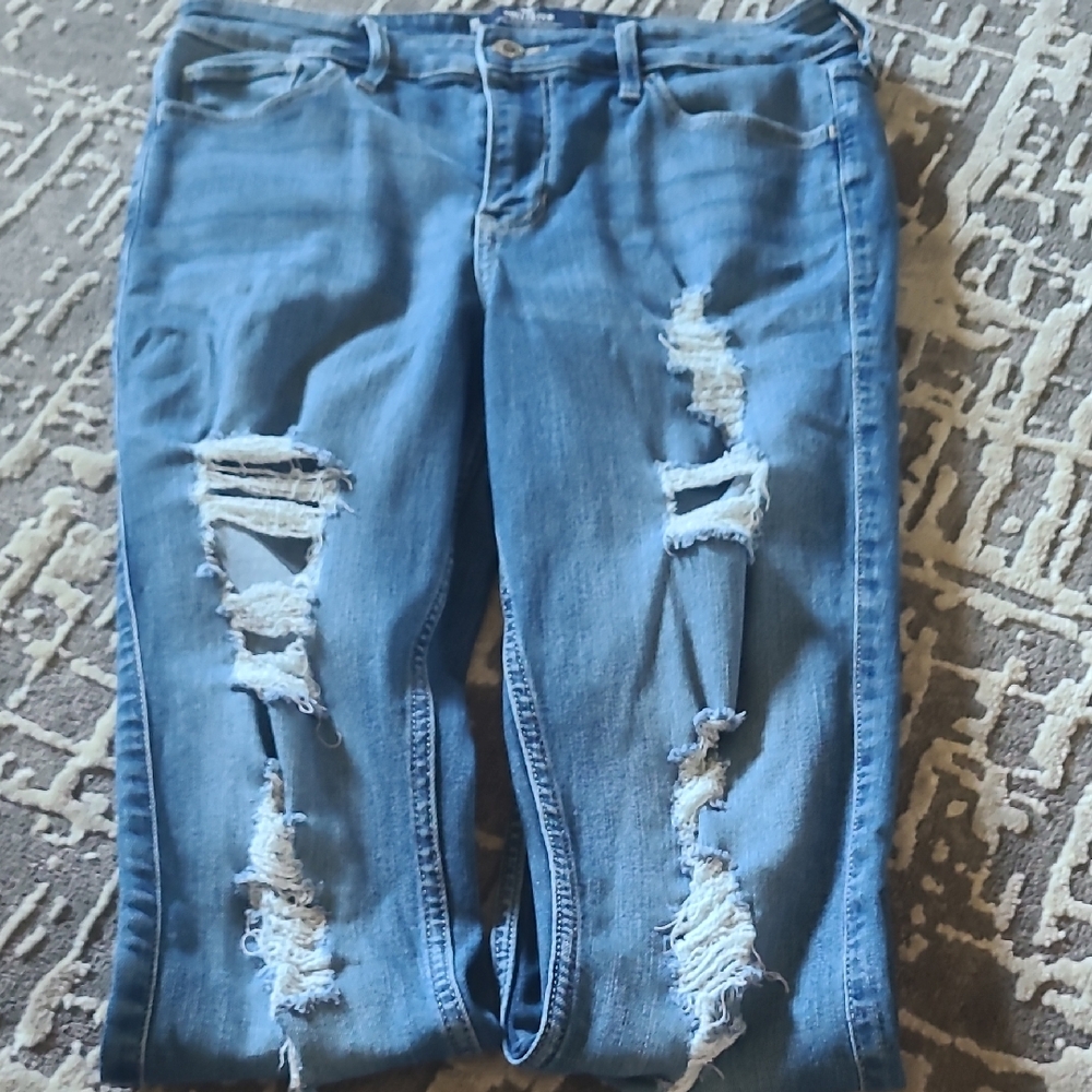 Hollister Blue Distressed Boyfriend Jeans